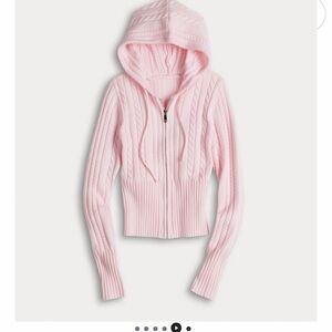 Express Light Pink Cable Knit Zip-Up Cardigan